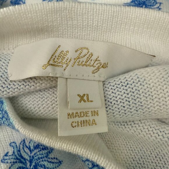 Lilly Pulitzer Tensley Sweater Size XL Pineapple Knit Cotton Crew Neck Pullover - Picture 5 of 7